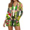 Women's Fashion Christmas Print Long-Sleeved Pocketed Slim-Fit Cardigan Coat