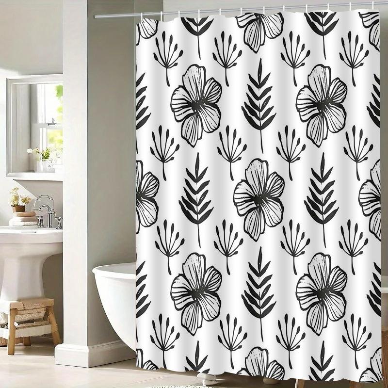 

Doodle Hand Washable Dirt-Resistant Shower Curtain Shower Head Waterproof Polyester Bath Curtain For Home Decor Accessories W60H190(CM)-1 Pcs