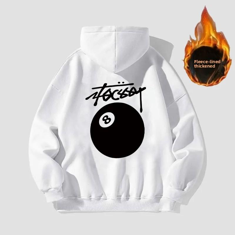 Trendiger Herren-Hoodie Sweatshirt Herbst Winter Pool-Print Schwergewicht Locker Vielseitig Paar-Hoodie Lässige Streetwear