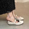 French Evening Wind Bow Square Head Mary Jane Shoes Ballet Shoes 2025 New Fairy Style with Skirt Grandma Shoes