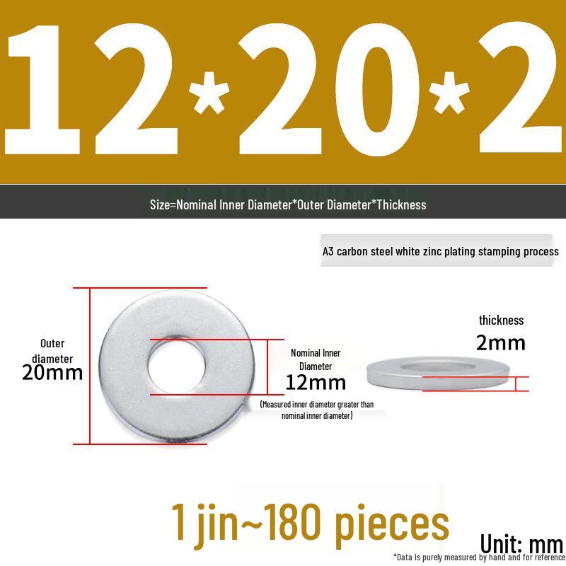 Extra Large Galvanized Metal Flat Washer - Thickened Round Screw Washer M6-M16