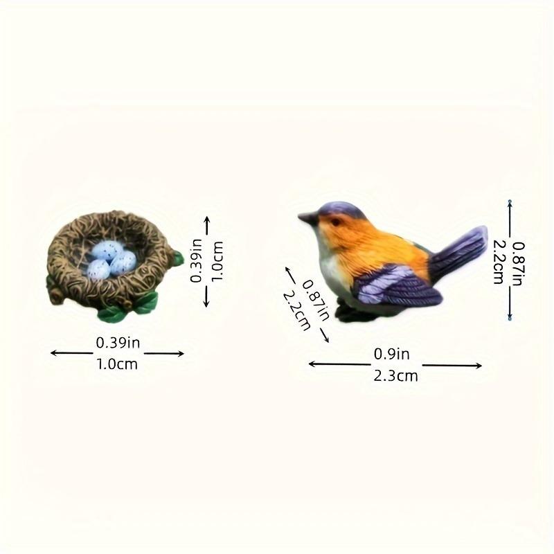 4PCS Micro Landscapes Mini Bird Figurines Nest of Bird Figures Animal Model Fairy Garden Decoration Home Decor Bonsai Ornaments