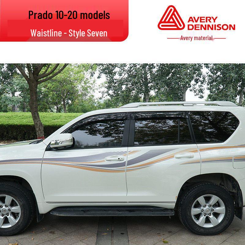 Toyota Prado 10-22 Models Car Body Color Stripe Decal Waistline Sticker.