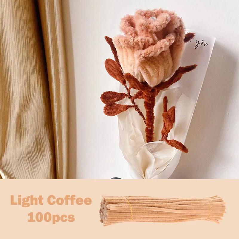 100Pcs Colorful Chenille Stems Pipe Cleaners Plush Tinsel Stem Wired Twist Sticks Hair Strip Diy Craft Educational Toys Handmade