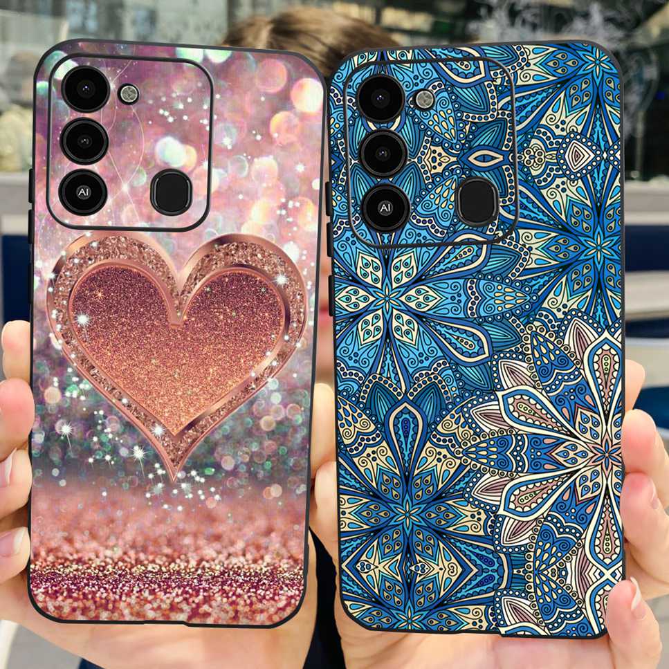 For Tecno Spark GO 2022 Case KG5 Soft Silicone Cute Cat Phone Cover For Tecno SparkGO 2022 6.52" Luxury Love Flower Cases Funda