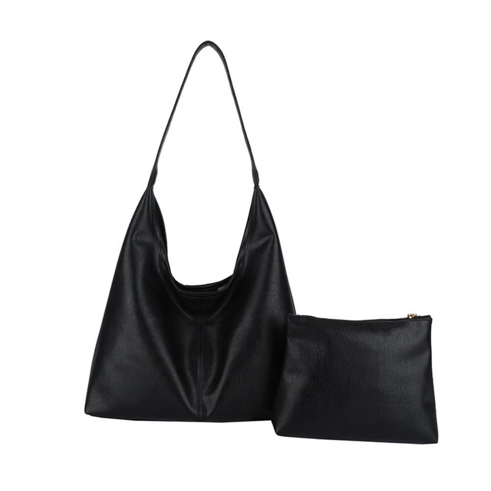 

Легкая женская сумка-тоут, большая вместимость, на плечо, модная сумка из ПУ кожи, для путешествий чёрный