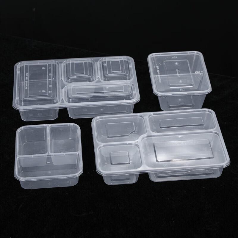 Cmaos Disposable Transparent Three-Compartment Meal Prep Containers with Lids