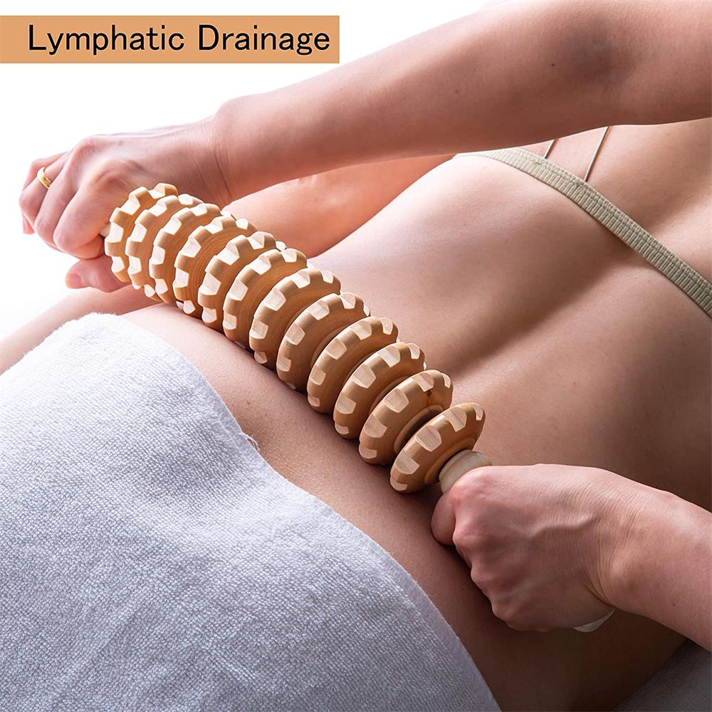 Curved Wood Massage Roller Stick for Lymphatic Drainage Anti Cellulite Wood Therapy Maderoterapia Colombiana Massager