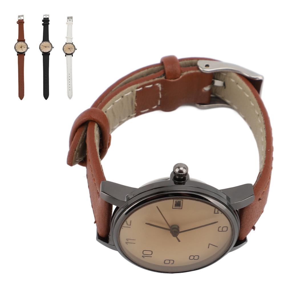 Women Simple Classic PU Leather Analog Quartz Watch Date Arabic Numerals Vintage Casual Watch for La