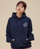 Doodle Cat Oversized Wide Shoulder Hoodie_Navy