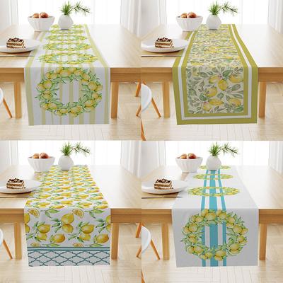 Banderola de Mesa de Lino con Estampado de Limones de Verano Cubierta para Mesa de Comedor Mesa de Café Tela Cubre Mesa Toalla Cubre Mesa