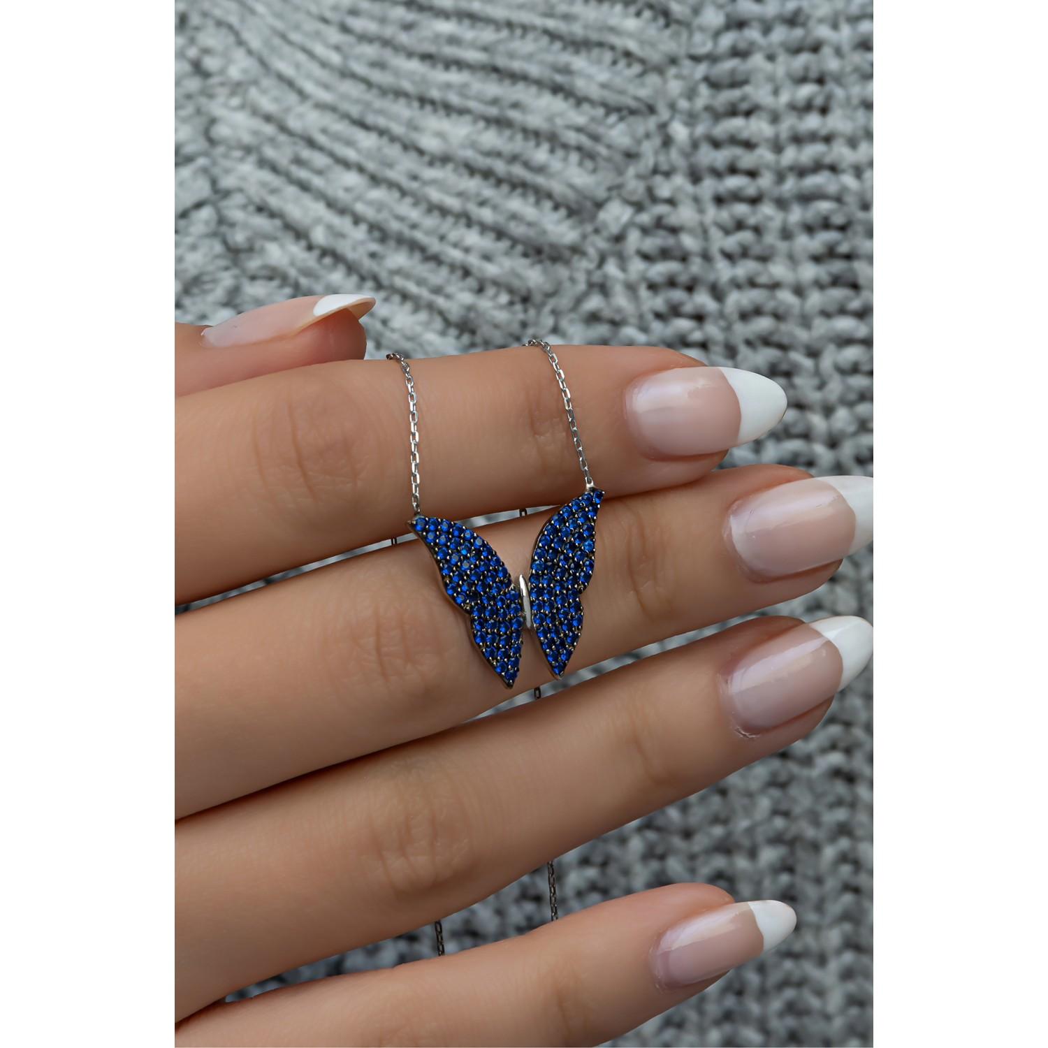 

Ожерелье с бабочкой из синего камня из стерлингового серебра 925 пробы