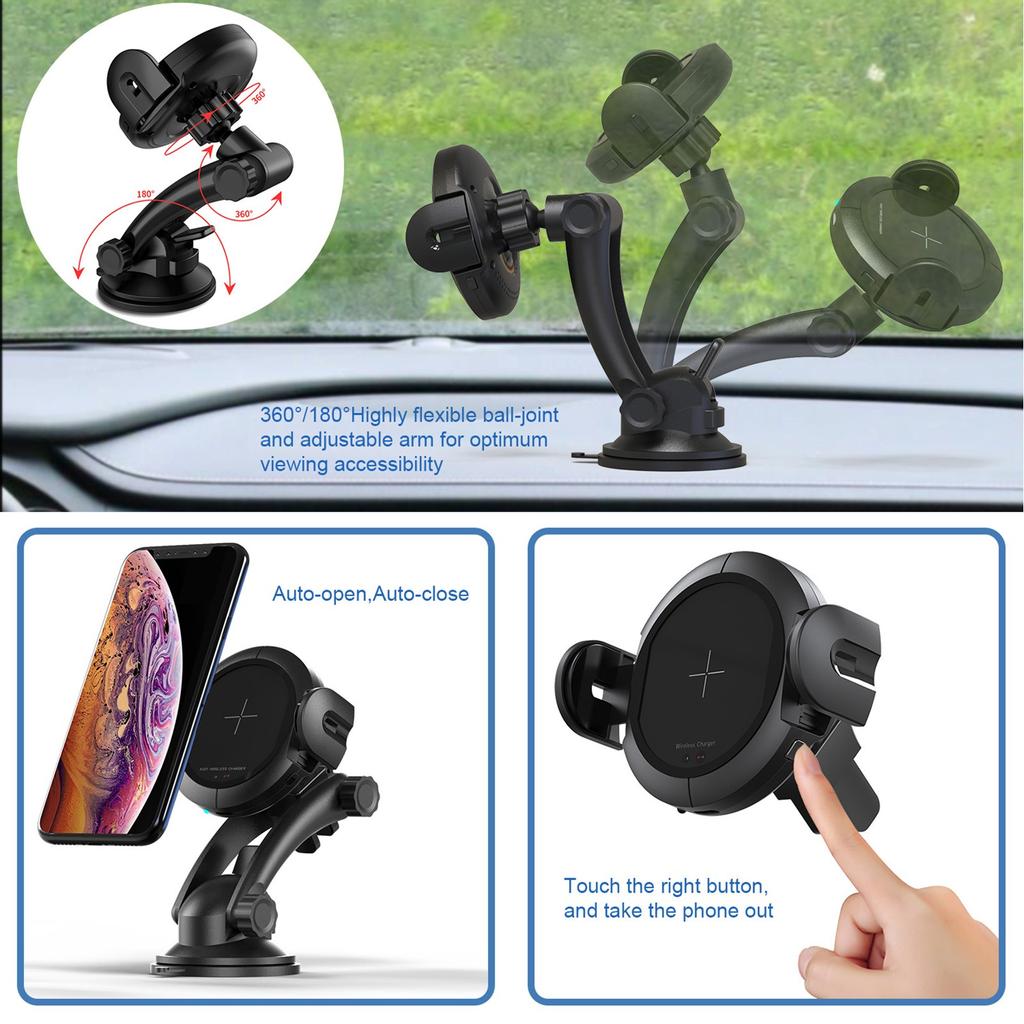 Kabellose Automatische Klemmung Smart Autotelefonhalterung Schnellladegerät Halterung 15W