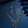 New Necklace Earrings Set Black Claw Chain Rhinestone Jewelry Exaggerated Atmosphere Bridal Wedding Dress Accessories