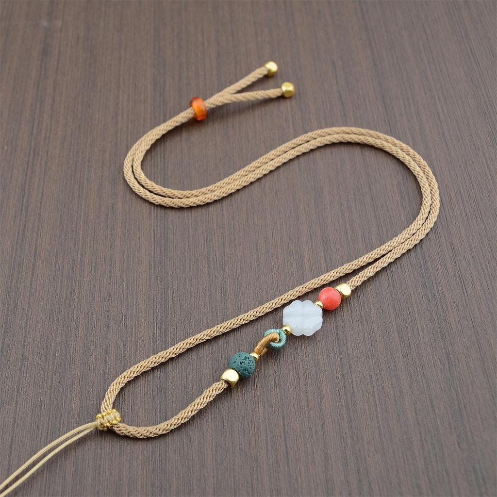 Adjustable Agate and Jade Pendant Necklace Chain for Men and Women