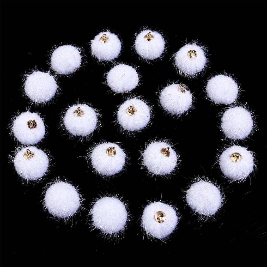 20pcs Plush Fur Covered Ball Beads Charms Multicolor Pompom Pendant For DIY Jewelry Making Necklace Bracelet Earring Accessories