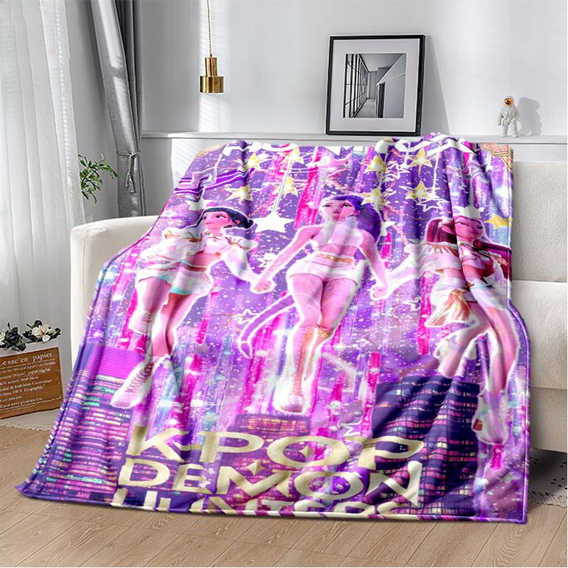 Cartoon Kpop Demon Hunters Rumi Mira Zoey HD Soft Flannel Blanket for Beds Bedroom Sofa,Throw Blanket for Cover Picnic Gift