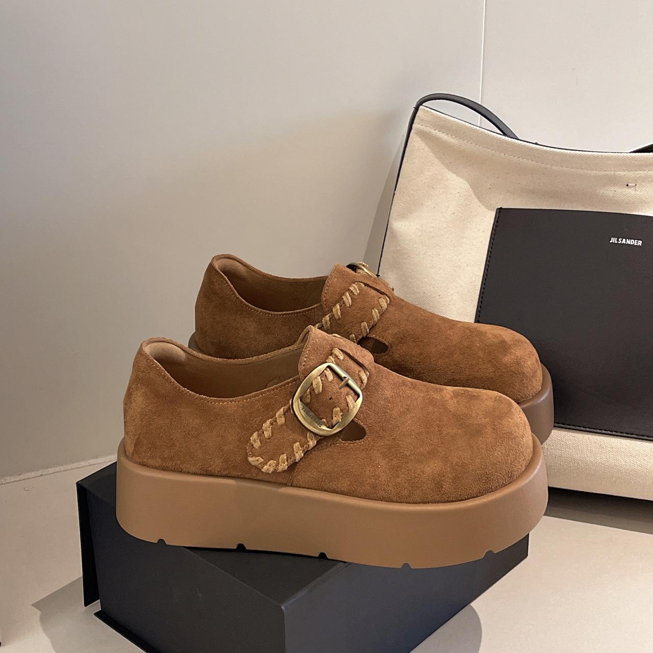 

Thick-soled heightening all-inclusive one-pedal women s shoes, new autumn versatile Boken single shoes 40 верблюд