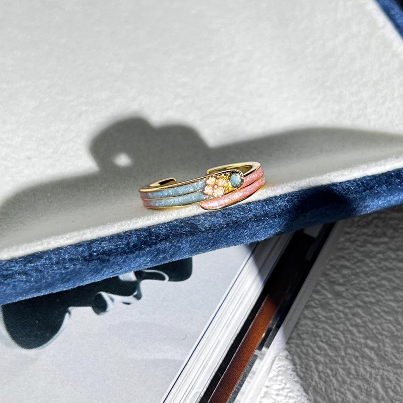 Retro Enamel Ring New Chinese Style Gradient Butterfly Flower Sweet Cool Ring For Women Cold Style Niche Open Finger Ring 2025