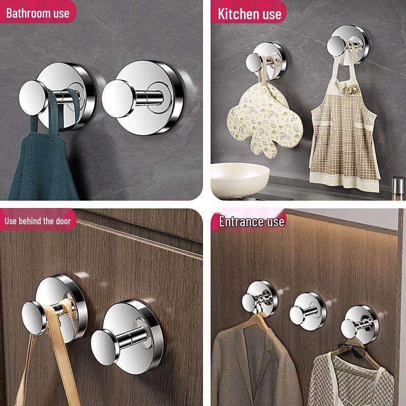 304 Stainless Steel Rotating Suction Cup Hook – Strong, No-Drill, Load-Bearing Hook for Kitchen, Bathroom, and Toilet.