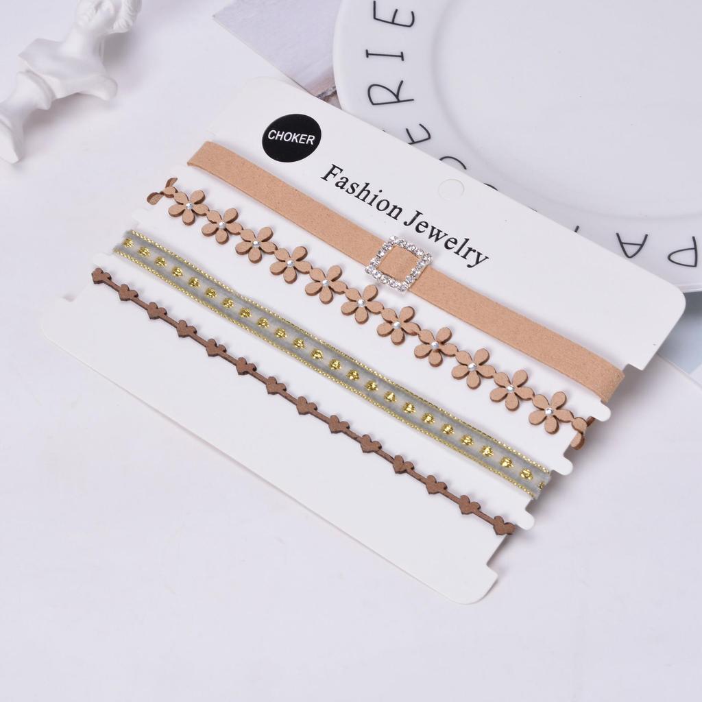 Europäischer & Amerikanischer Stil Sexy Spitze Choker & Schlüsselbeinkette Halskette Set (4-teilig)