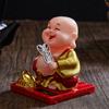 Cute Car Ornament Solar Shake Head Little Monk Good Fortune Car Rearview Pendant