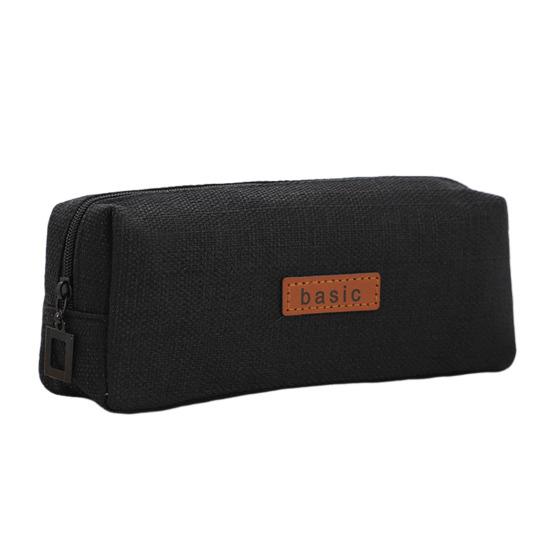 

Пенал большой емкости с застежкой-молнией, однотонный чехол для ручек, держатель для ластиков для ручек, офис и дом чёрный