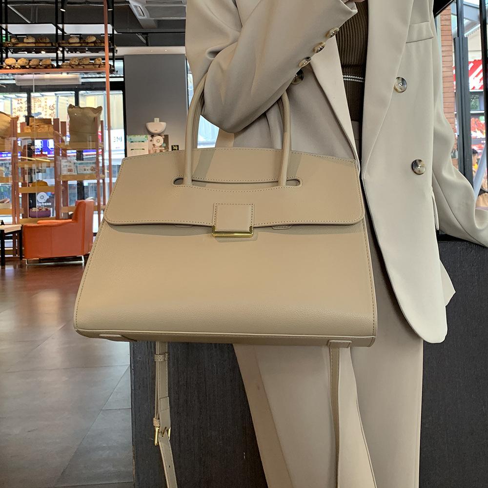 2024 Cross-Border Women's Handbag Briefcase for Commuting, Genuine Leather Original Niche Tote Bag, Large Capacity Simple Handbag