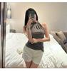 Korean Dongdaemun Slim-Fit Off-Shoulder Pleated Halter Top for Women