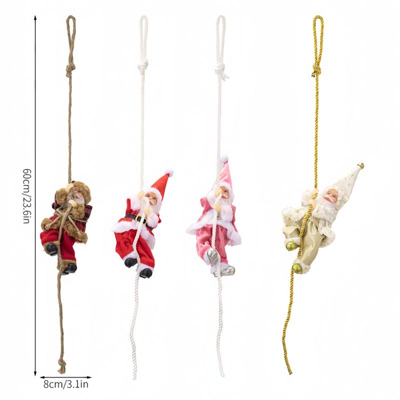 1PC Christmas Decoration Santa Claus Climbing Rope Pendant Resin Elderly Doll Pendant Climbing Rope Elderly Pendant