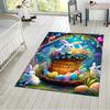 Easter Carpet Mat Rug with Three Bunnies Eggs Floral Spring Meadow Home Decoration for Living Room Welcome Mat Door Mat
