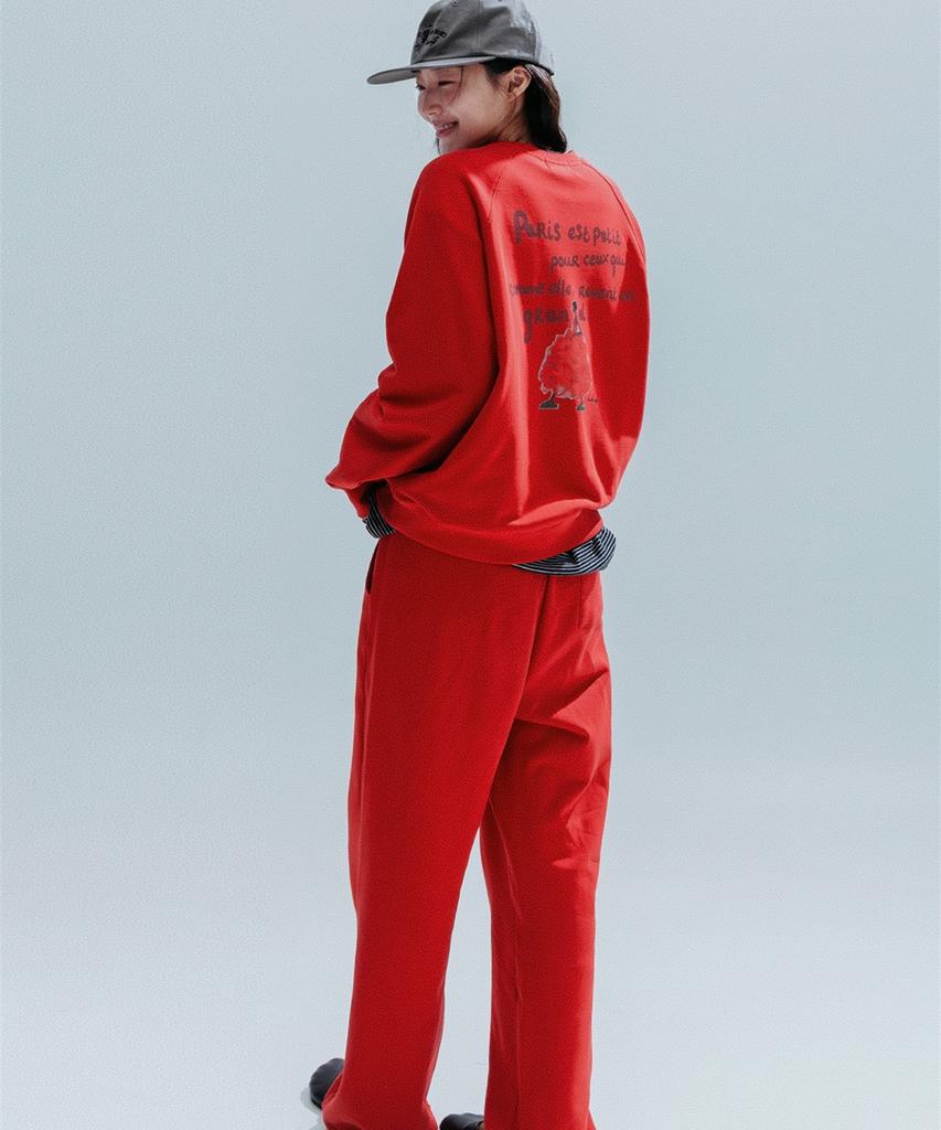 ANNEHEARTS Wide String 2Ways Sweatpants_Red