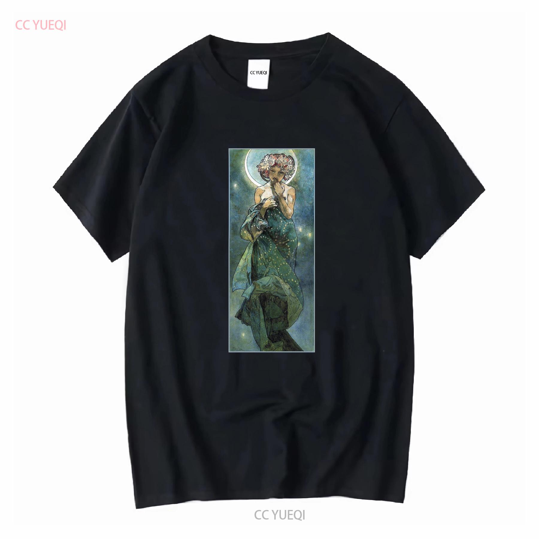 

Alphonse Mucha Clair de Lune T Shirt long or short sleeves vintage Washed Soft graphic homme Casual Versatile Breathable 4XL