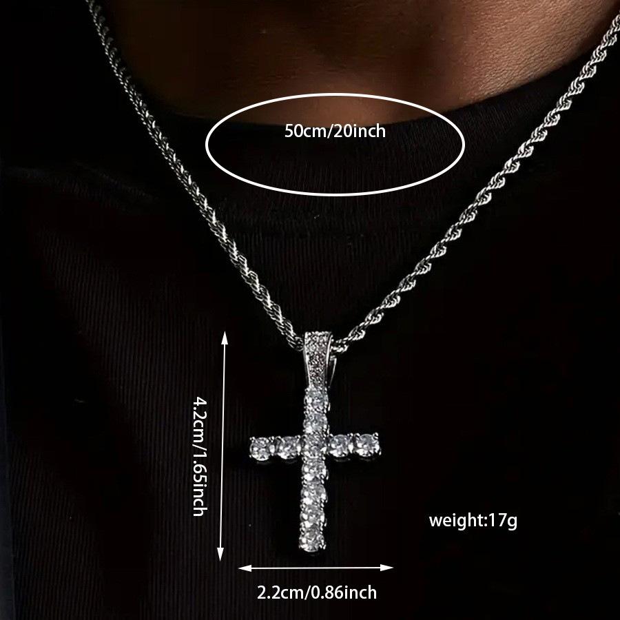 American Cross Twist Chain, Men's Simple Jewelry, Casual Hip-hop Necklace Pendant.