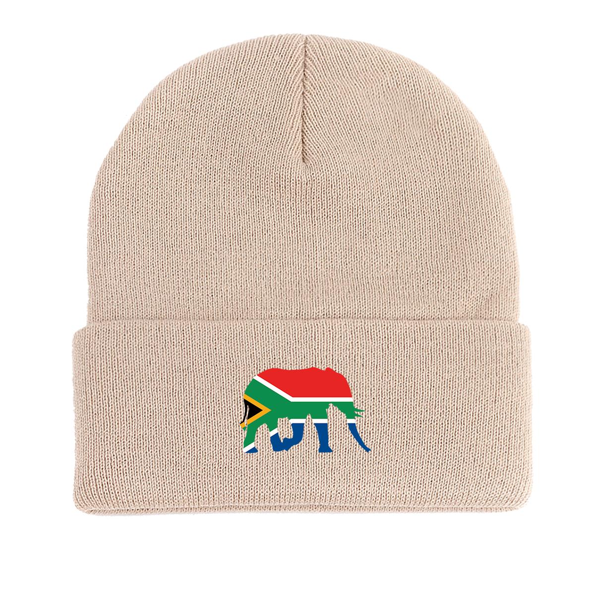 

Зимняя вязаная шапка с изображением слона и флага ЮАР, патриотическая мужская шапка, ветрозащитная, напускная, стильная вязаная шапка-капюшон, шапка-капюшон as the picture бежевый