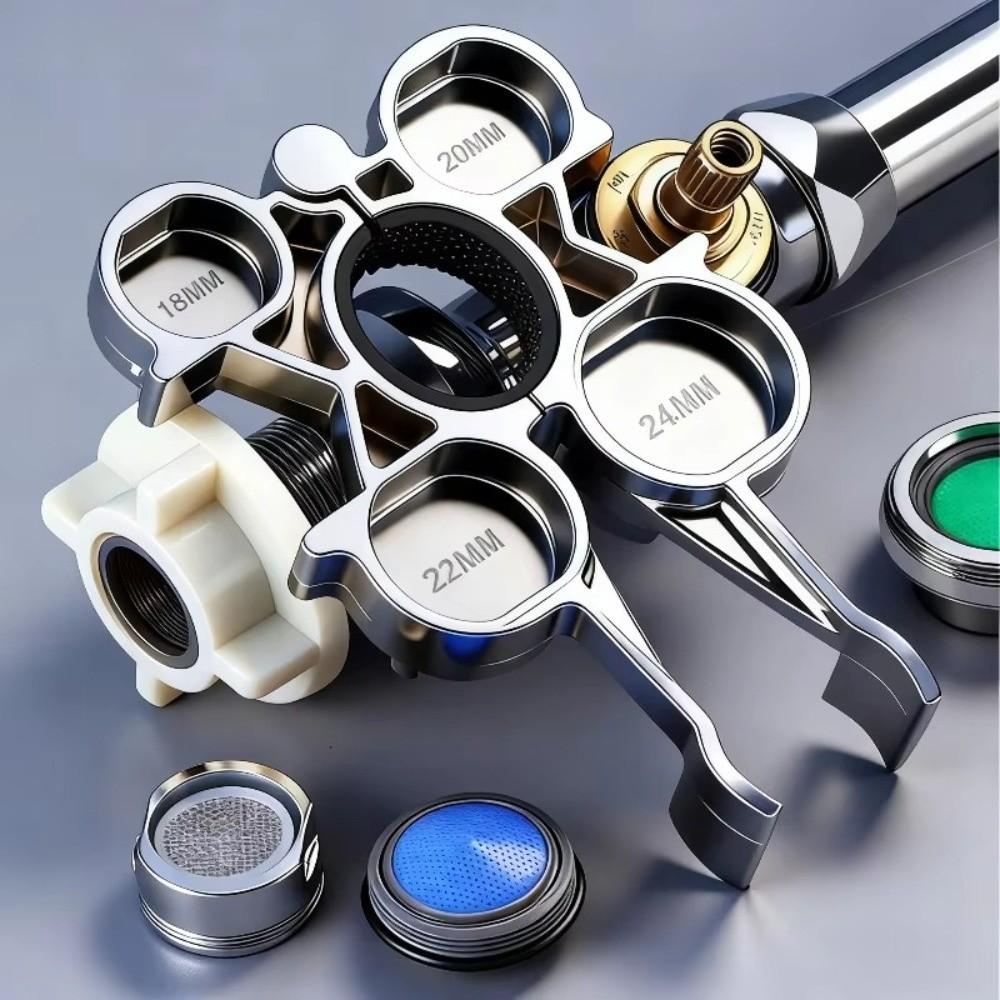 12 in 1 Faucet Aerator Removal Tool Metal Bathroom Taps Spanner Faucet Wrench Bathroom Kitchen