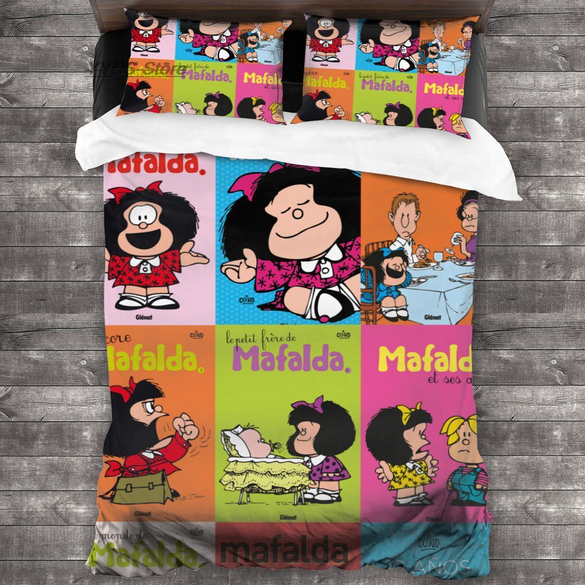 

Комплект постельного белья Mafalda Single Twin Full Queen King Size Комплект постельного белья Aldult Kid Bedroom Duvetcover Sets 3D Print Anime Mafalda 030 EU Single(135x200cm)