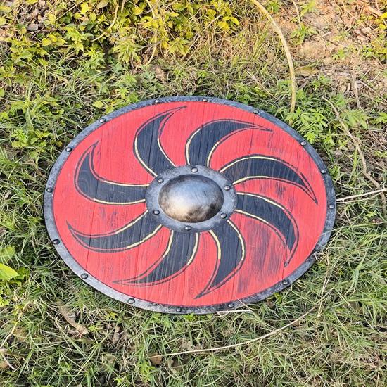 60.96 Cm Medieval Wooden Viking Shield Viking Wall Decor, Wood Wall Art, Handmade Home Decor, Fathers Day Gift For Him