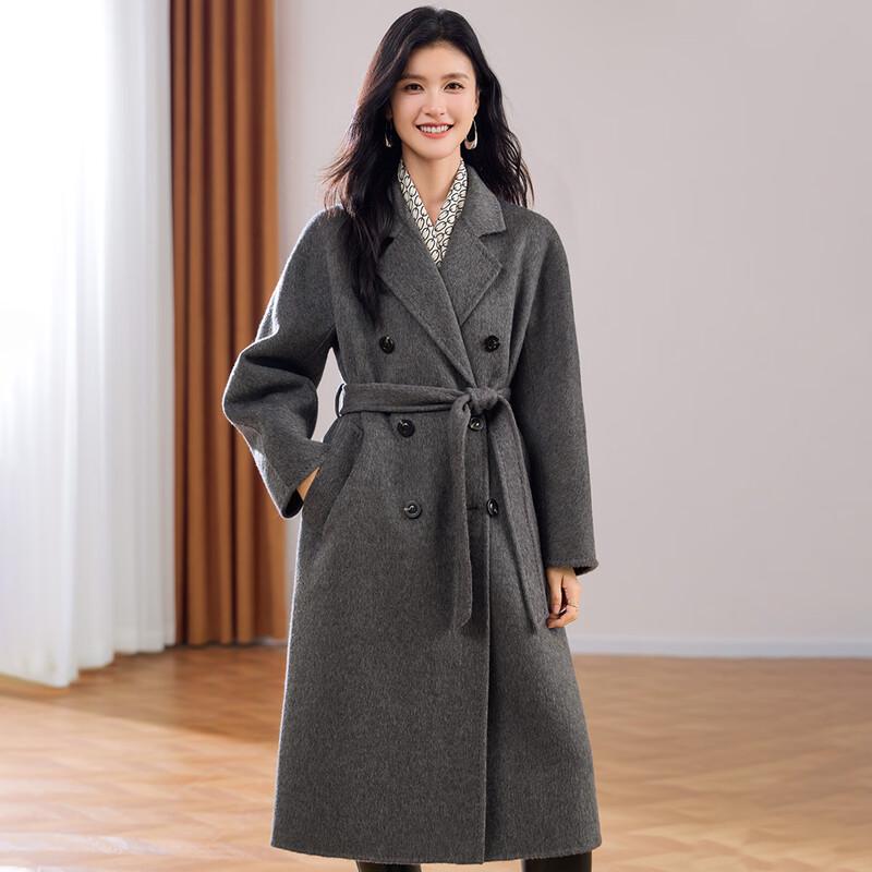Jinjuan Women's Alpaca Blend Double-Faced Wool Long Coat