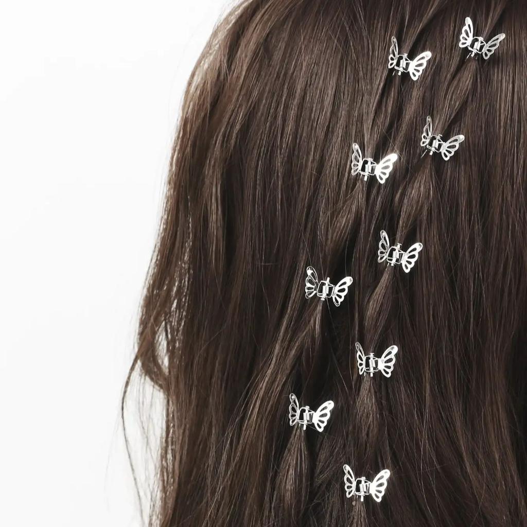 10-20 Pcs Mini Hollow Out Butterfly Design Sweet Hair Clip Retro Bangs Fixed Clip Decoration Hair Grasping For Women And Girls