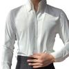 Men's Slim Fit White Long Sleeve French Shirt - Iron-Free, Large Collar, Business Formal