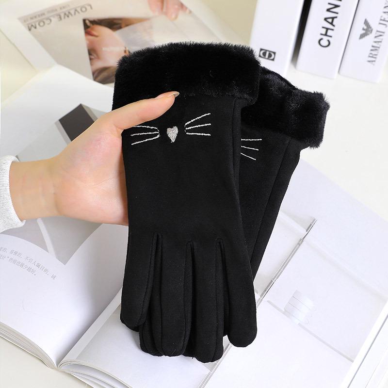 Women's Winter Touchscreen Cycling Gloves - Thicken Velvet, Warm, Cold-Proof, Cute for Autumn & Winter
