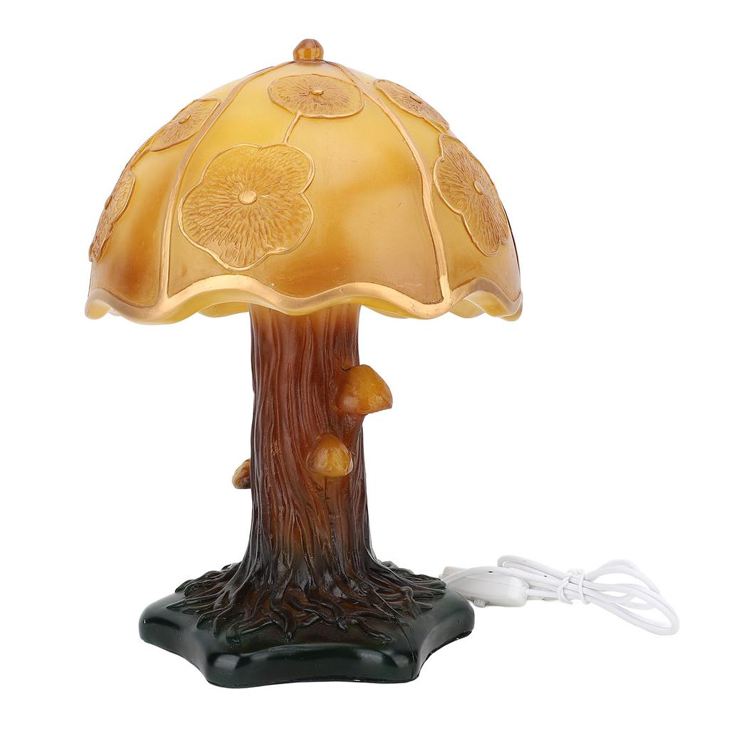 Mushroom Table Lamp Resin Mushroom Decorative Bedside Light Retro Painting Table Lamp for Bedroom