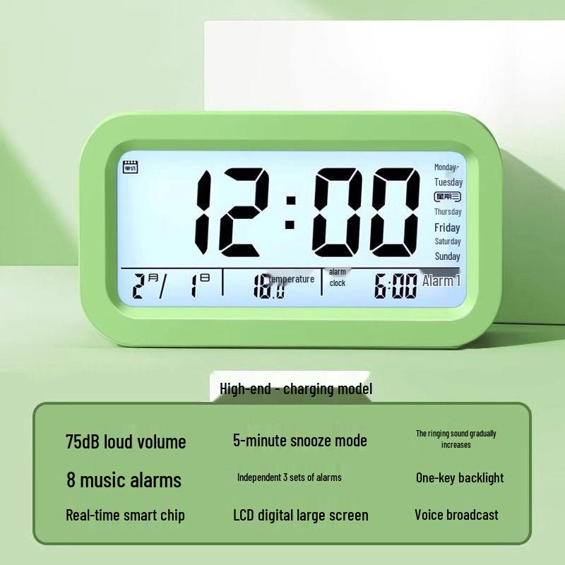 Smart Multi-functional Desktop Alarm Clock with Mute Mode and Long Battery Life