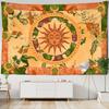 VIKAMA Fresh Green Sun God Tapestry BohemianStyle Bedroom Headboard Decorative Backdrop Room Decoration