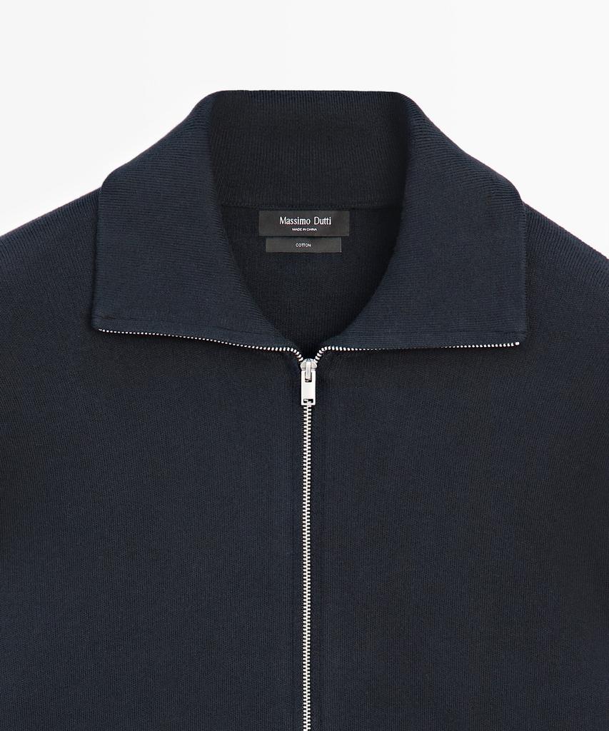 Massimo Dutti 100% Cotton Zip-Up Knit Cardigan