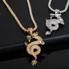 NUOYA Fine Jewelry Iced Out Dragon Design Pendant Silver Plated Chinese Dragon Charm Pendant Unisex Rapper Jewelry