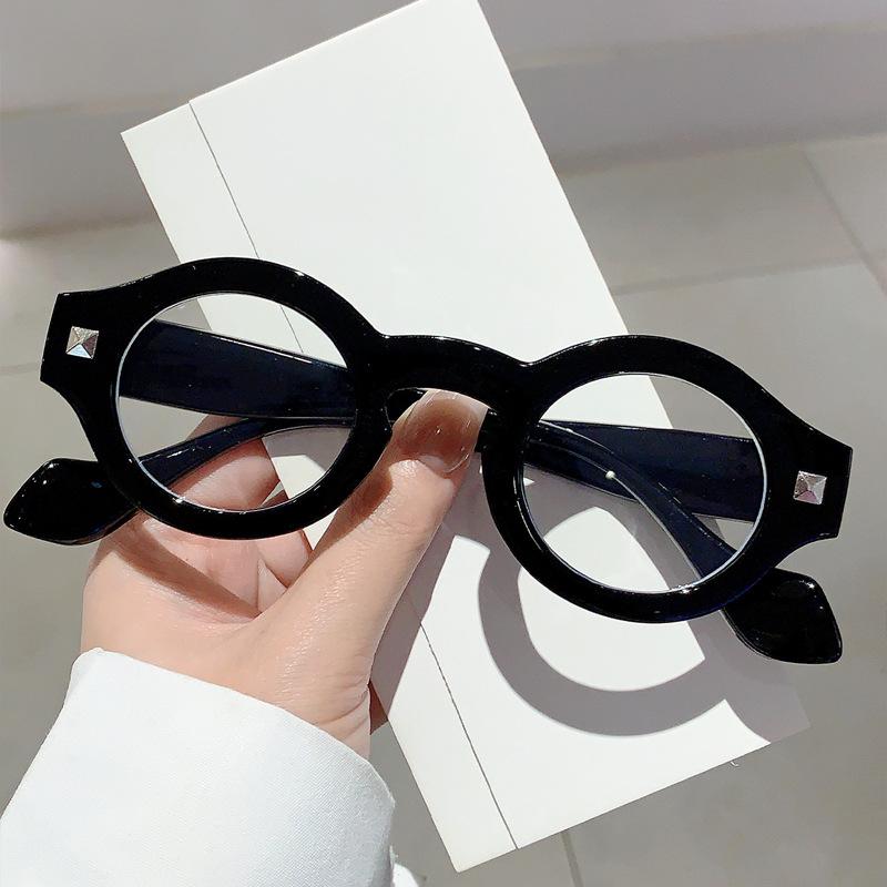 Vintage Round Rivet Glasses Anti Blue Light Small Frame Unisex Luxury Designer Eyewear Myopia Prescription