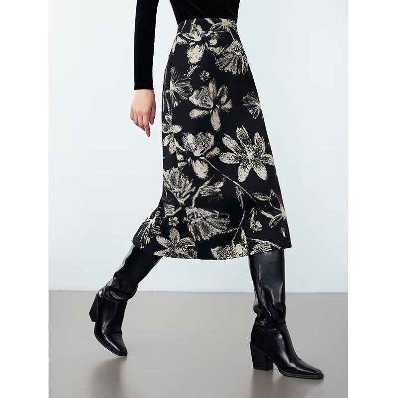 Langzi Printed A-Line Midi Skirt