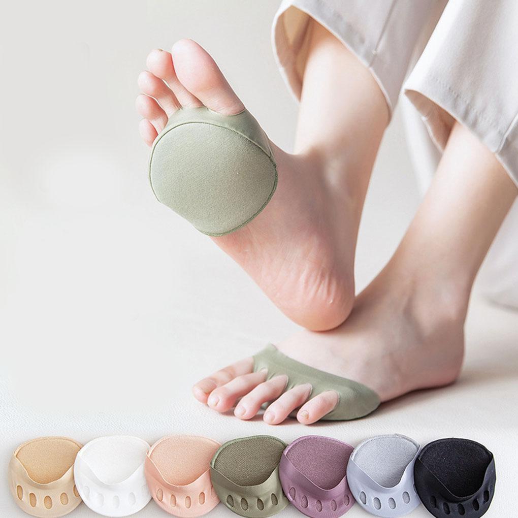 1 Pair Women Summer Cotton Forefoot Sock Girls Breathable Toe Pad Ladies Walking Reusable Toes Cushion Footwear